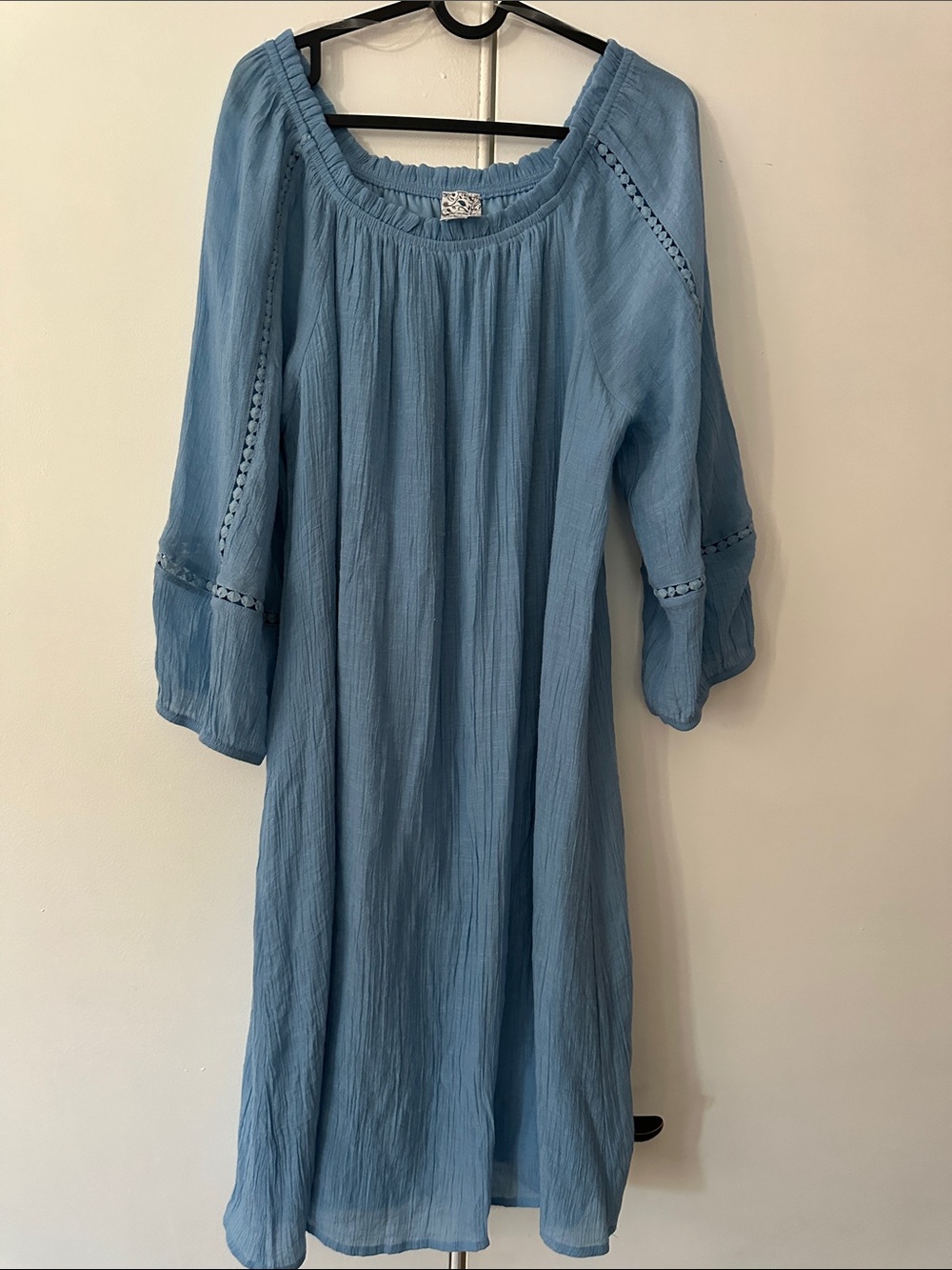 Naïf crinkly Light Blue Gauze Peasant Dress